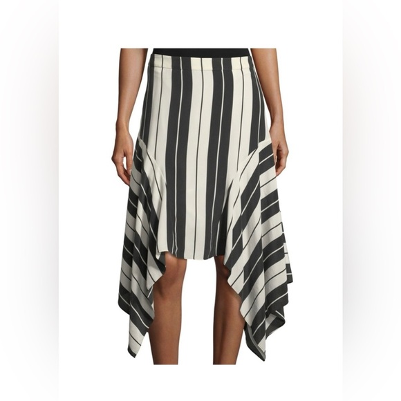 Joie Black and Cream Striped Silk Skirt - Picture 1 of 7